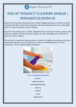 End of Tenancy Cleaning Dublin | Bogdancleaning.ie