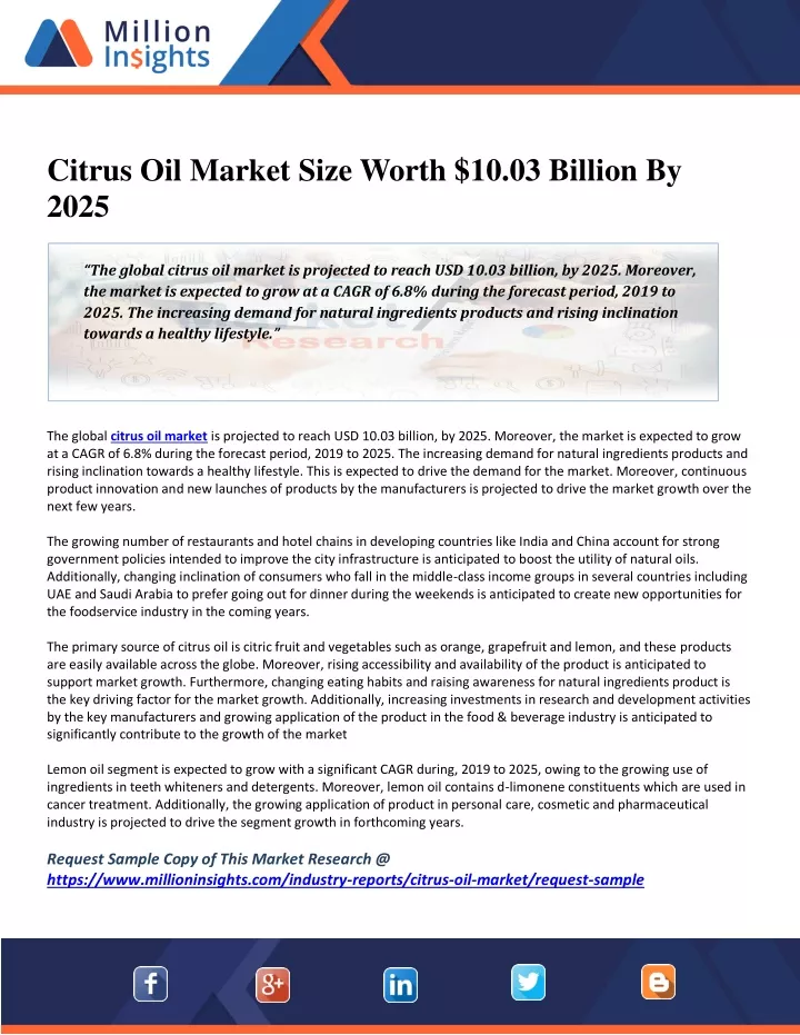 citrus oil market size worth 10 03 billion by 2025
