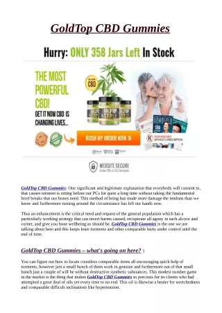 GoldTop CBD Gummies : Reviews, Pain Relief, Price Benefits and Buy!