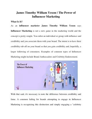 James Timothy William Yoxon - The power of influencer marketing company