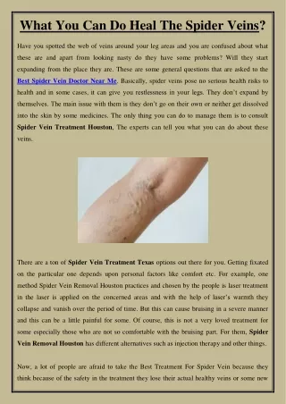 What You Can Do Heal The Spider Veins?
