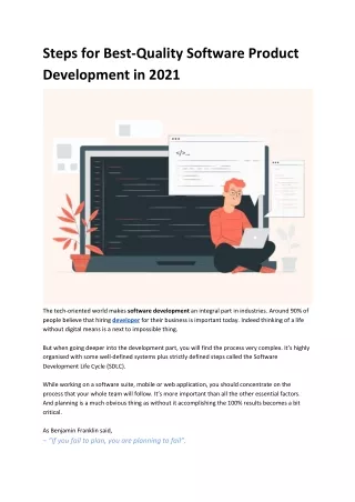 steps for best quality software product