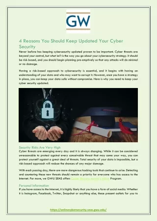 4 Reasons You Should Keep Updated Your Cyber Security