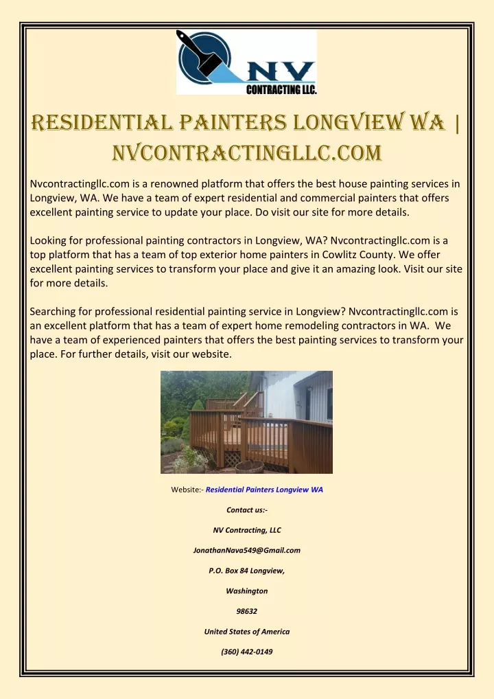 residential painters longview wa nvcontractingllc