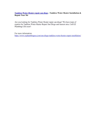 tankless water heater repair san diego tankless