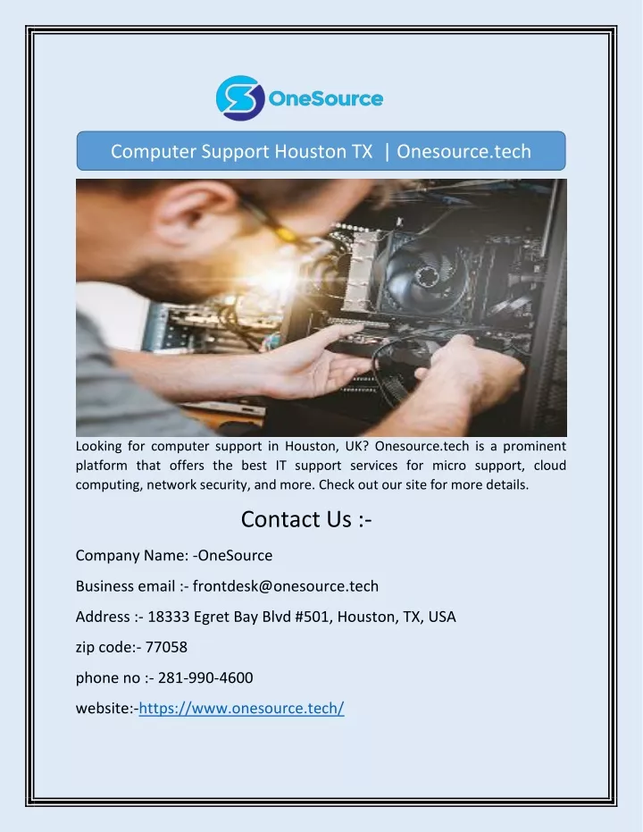 computer support houston tx onesource tech