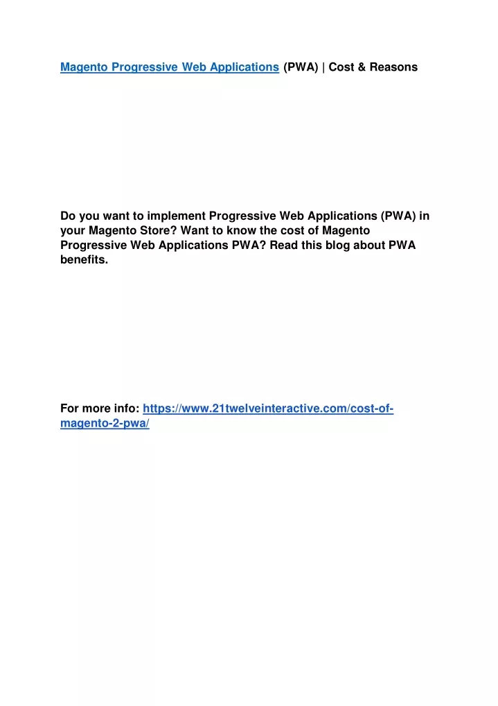 magento progressive web applications pwa cost