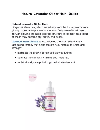 Natural Lavender Oil For Hair