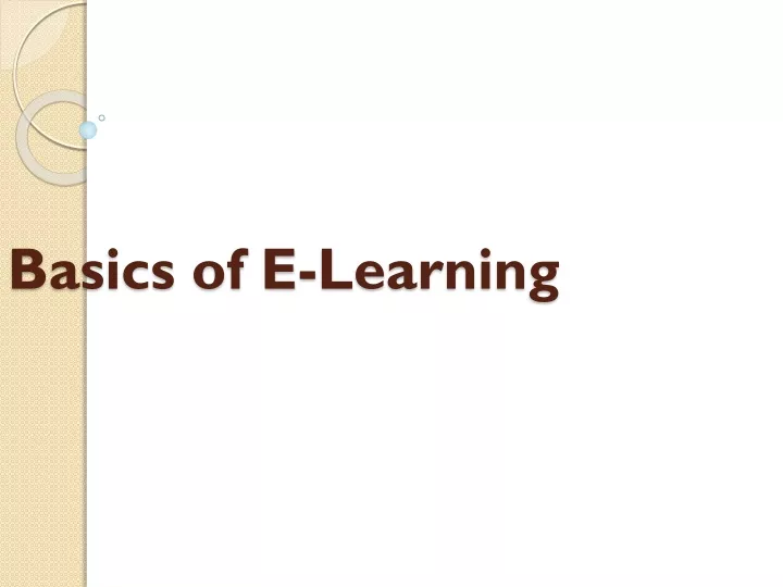 basics of e learning