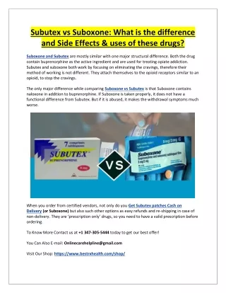 subutex vs suboxone what is the difference