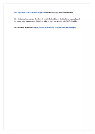 hire dedicated android app developer expert