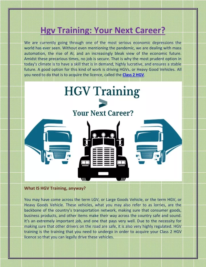 hgv training your next career