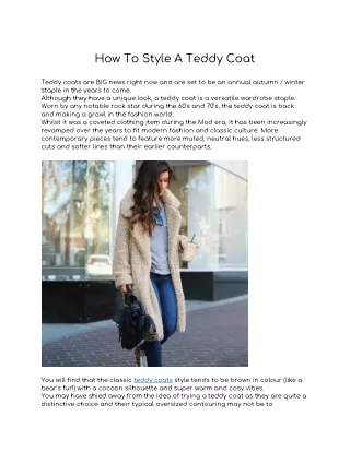 How To Style A Teddy Coat