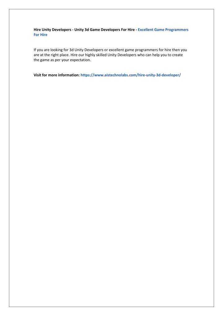hire unity developers unity 3d game developers