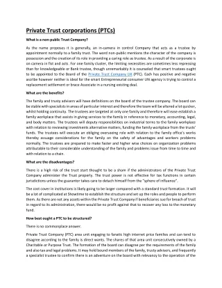 private trust corporations ptcs