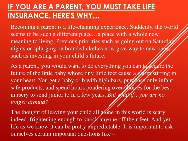 if you are a parent you must take life insurance here s why