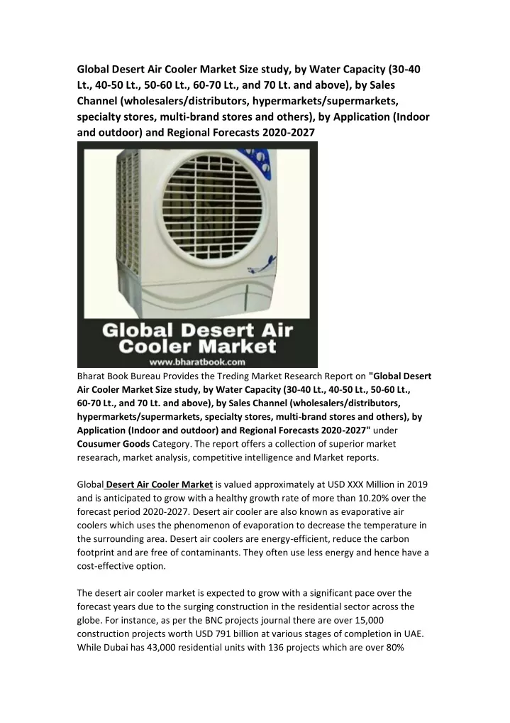 global desert air cooler market size study