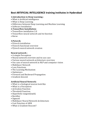 best artificial intelligence training institutes