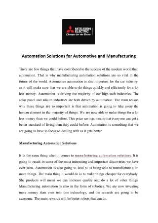automation solutions for automotive