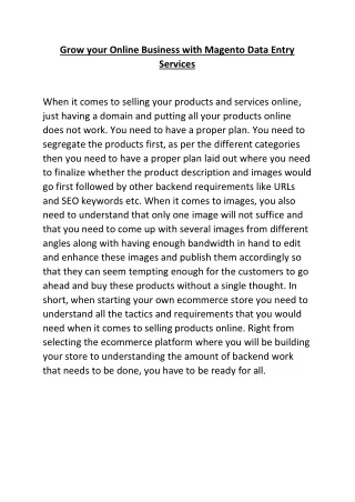 grow your online business with magento data entry