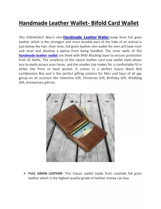 handmade leather wallet bifold card wallet