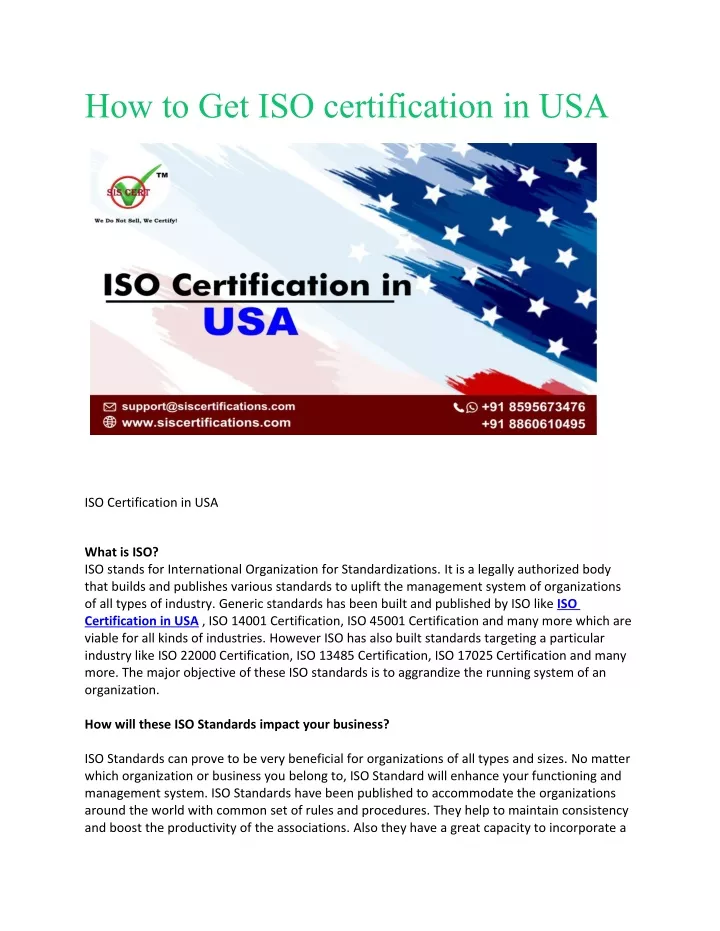 how to get iso certification in usa