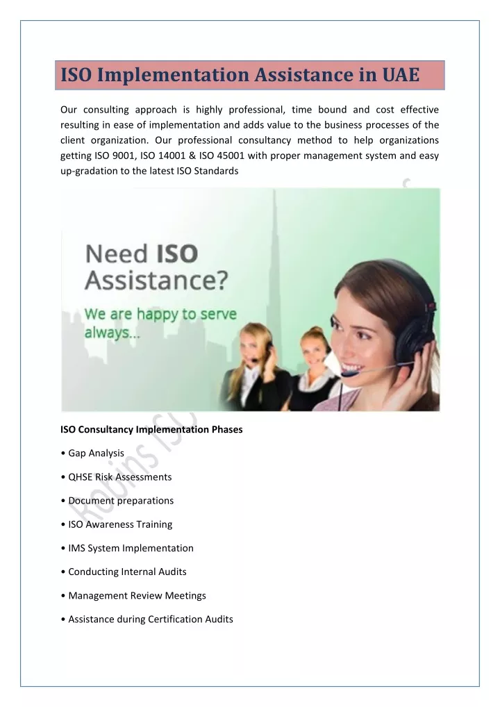 iso implementation assistance in uae
