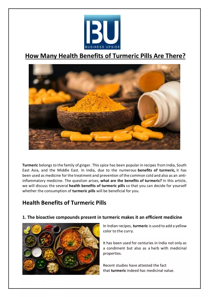 how many health benefits of turmeric pills