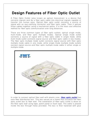 Design Features of Fiber Optic Outlet