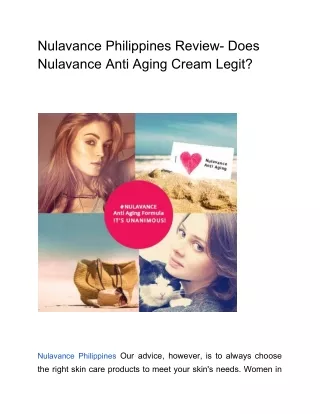 Nulavance Philippines Review- Does Nulavance Anti Aging Cream Legit?