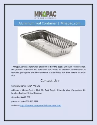 Aluminum Foil Container | Mnapac.com