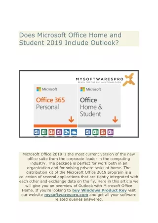 Does Microsoft Office Home and Student 2019 Include Outlook