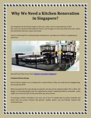 Why We Need a Kitchen Renovation in Singapore?