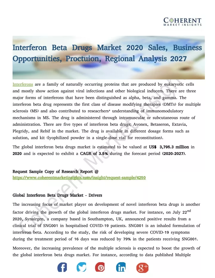 interferon beta drugs market 2020 sales business