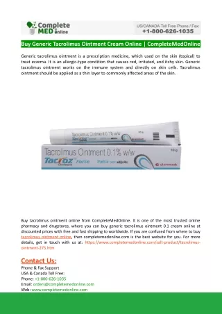 Buy Tacrolimus Ointment Online
