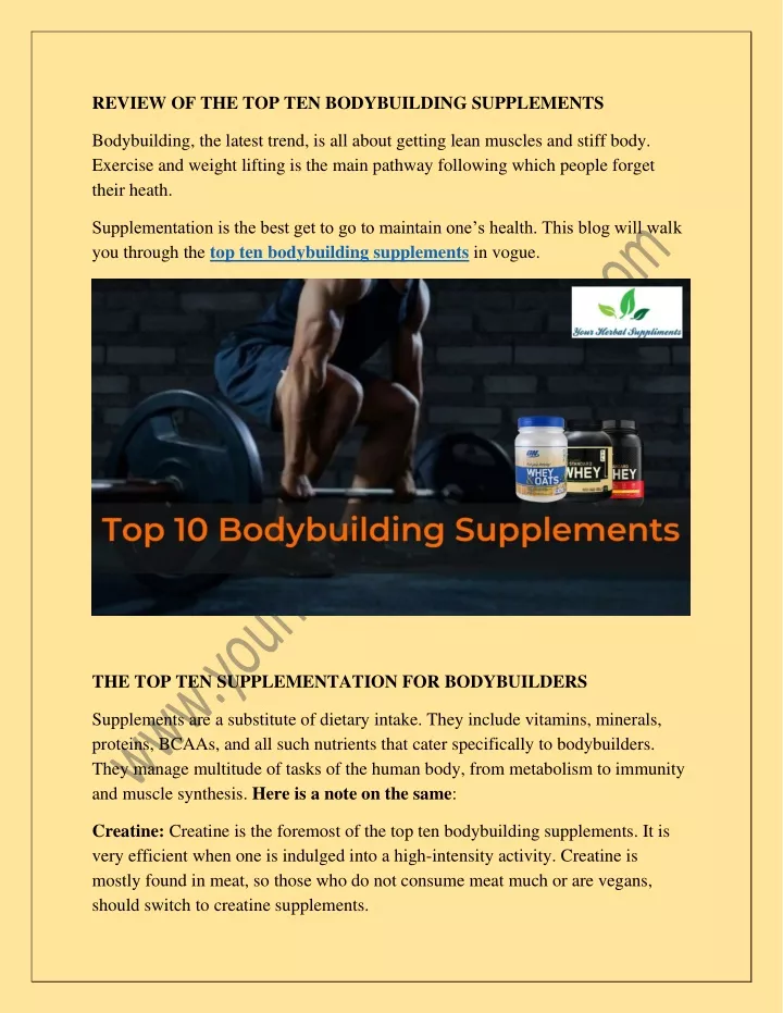 review of the top ten bodybuilding supplements