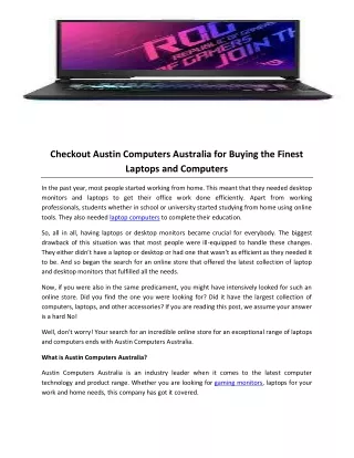 Checkout Austin Computers Australia for Buying the Finest Laptops and Computers