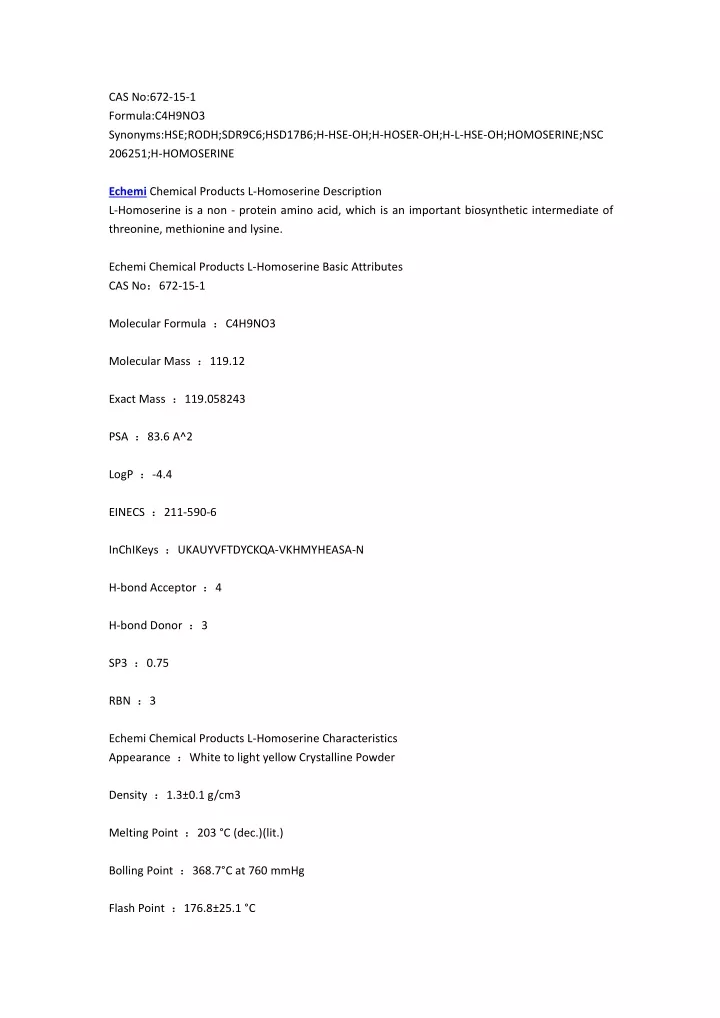 cas no 672 15 1 formula c4h9no3 synonyms hse rodh