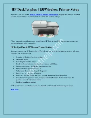 hp deskjet plus 4155wireless printer setup