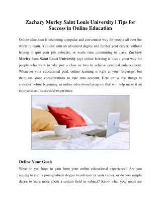 Zachary Morley Saint Louis University - How to succeed in online education