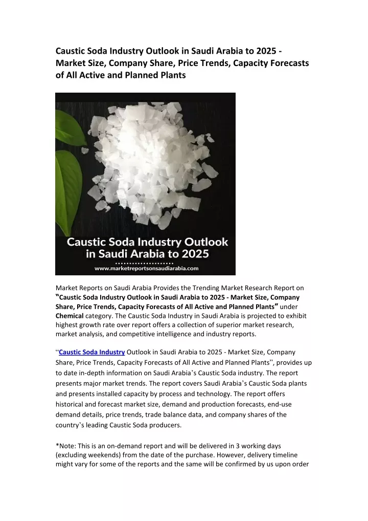 caustic soda industry outlook in saudi arabia