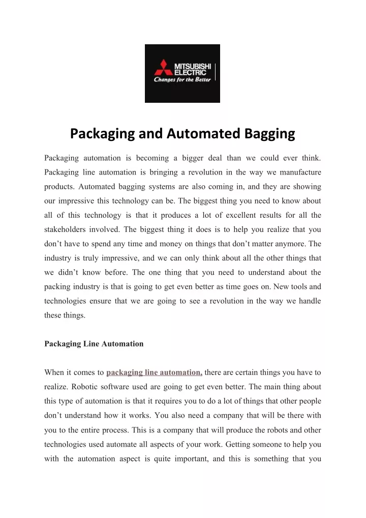 packaging and automated bagging
