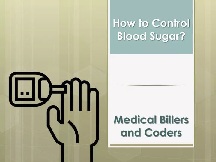 how to control blood sugar