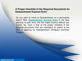 a proper checklist of the required documents for saskatchewan express entry