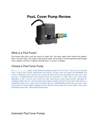 Pool cover pump review