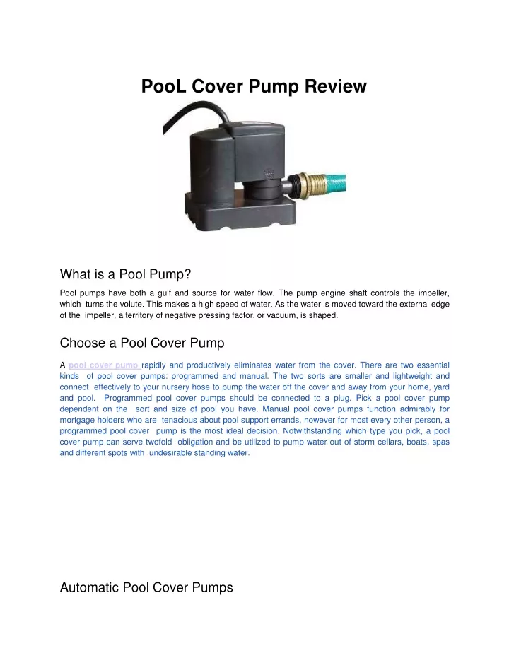 pool cover pump review