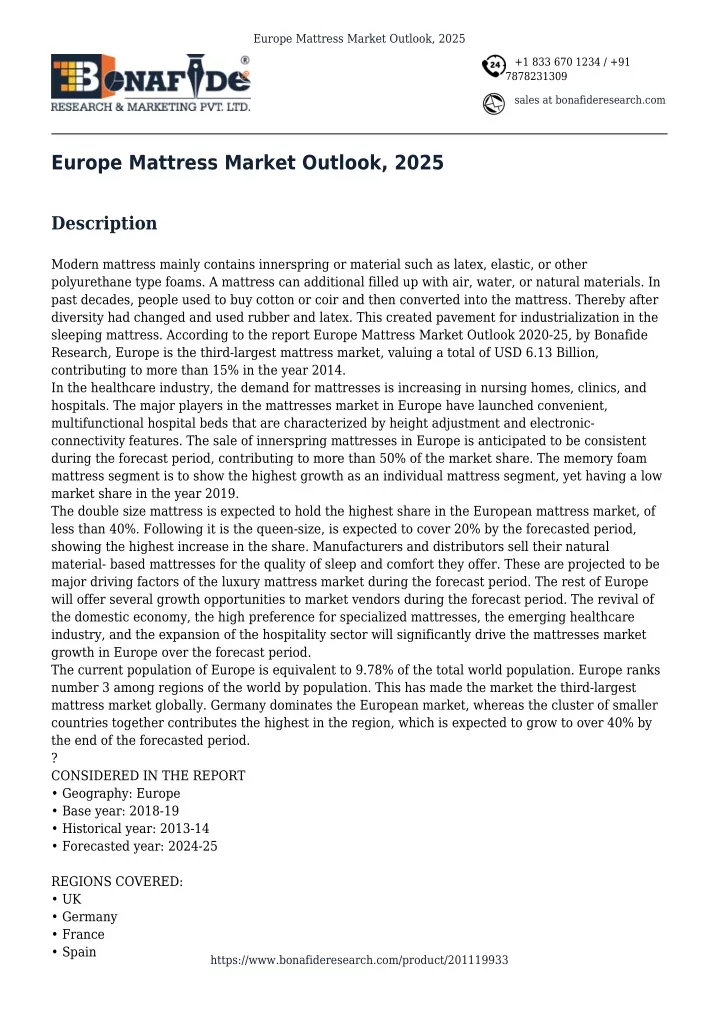 europe mattress market outlook 2025