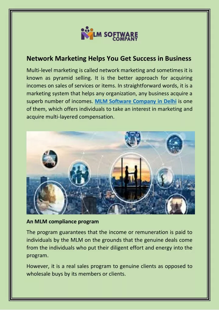 network marketing helps you get success