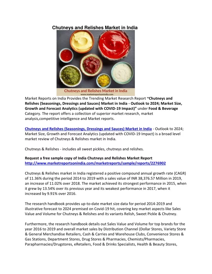 chutneys and relishes market in india