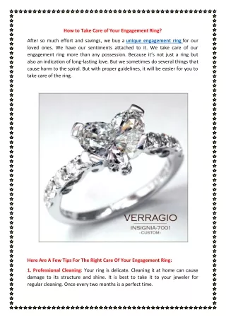 How to Take Care of Your Engagement Ring?